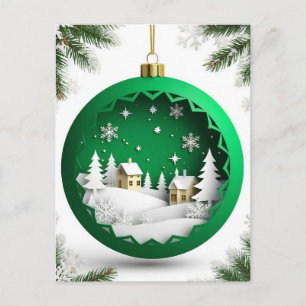 ❄️ Festliches grünes Ornament Winter Glow 🎄 Schne Feiertagspostkarte
