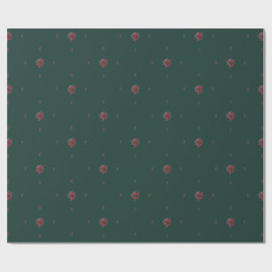 Festliches grünes Poinsettia-Geschenkpapier Geschenkpapier
