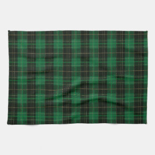 Festliches grünes Weihnachts-Plaid-Muster im Winte Geschirrtuch