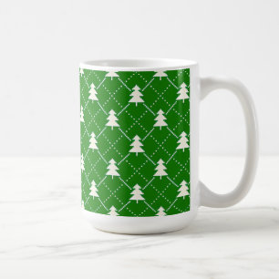 Festliches grünes Weihnachtsbaum-Muster Kaffeetasse