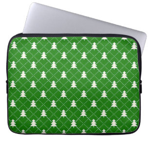 Festliches grünes Weihnachtsbaum-Muster Laptopschutzhülle