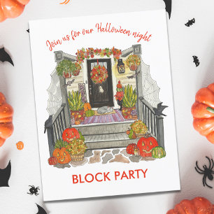 Festliches Halloween-Blocks-Party Einladungspostkarte