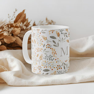 Festliches Herbst-Wasserfarben-Laub Initial Kaffeetasse