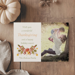 Festliches Herbstbouquet Thanksgiving Familienfoto Feiertagskarte