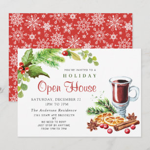 Festliches Holly Berry Weihnachtsfeiertag Open Hou Einladung