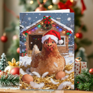 Festliches Huhn und Weihnachtspuns Lustig Karte
