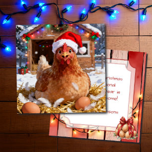 Festliches Huhn und Weihnachtswitz   Lustig   Karte