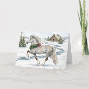 Festliches Isländisches Pferd in Winterlandschaft Karte