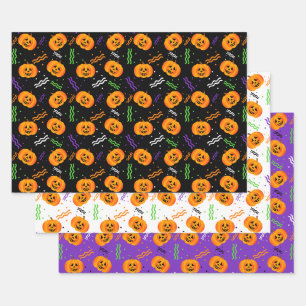 Festliches Jack-o'-LaternenHalloween Geschenkpapier Set