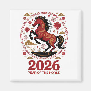 Festliches Jahr des Pferdes 2026 Cowgirl Mond Glüc Magnet