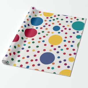 Festliches Konfetti-Motiv in einem Regenbogen von Geschenkpapier