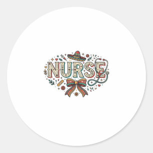 Festliches Krankenpfleger Vintage-Stickerei-Shirt- Runder Aufkleber