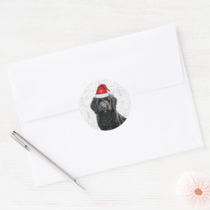 Festliches Labradoodle mit Woof Word Art Weihnacht Runder Aufkleber