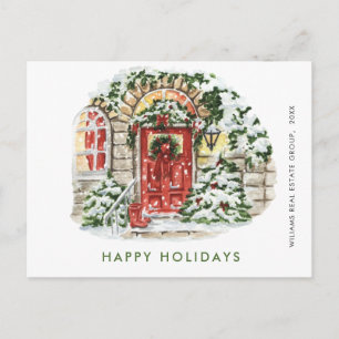 Festliches Landhaus zur Weihnachtsfeier Corporate Postkarte