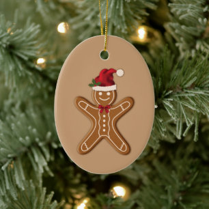 Festliches Lebkuchen-Weihnachtsplätzchen auf Beige Keramik Ornament
