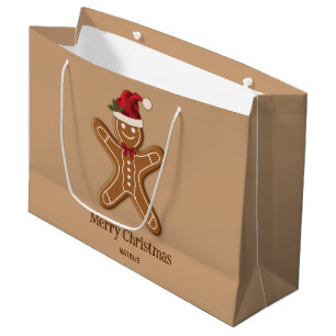 Festliches Lebkuchen-Weihnachtsplätzchen mit Text Große Geschenktüte