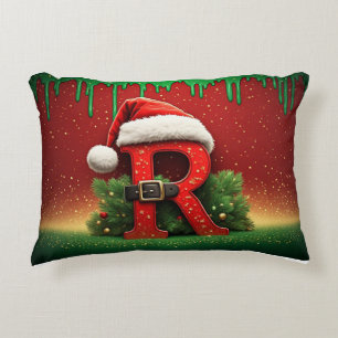 Festliches Monogramm R-Ornament mit Weihnachtsmann Dekokissen