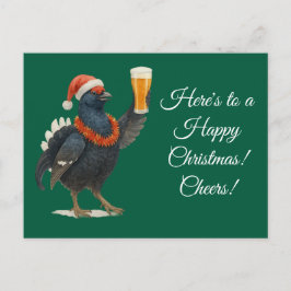 Festliches Moorhuhn mit Weihnachtsmannmütze Weihna Postkarte