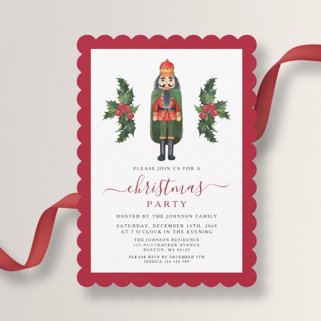 Festliches Niedliches Nutcracker Weihnachts-Party Einladung (Festive Cute Nutcracker Christmas Party Invitation)