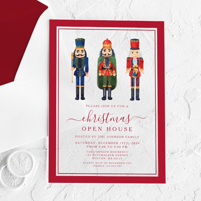 Festliches Nutcracker Weihnachts-Party Open House Acryleinladungen (Festive Nutcracker Christmas Party Open House Acrylic Invitations)