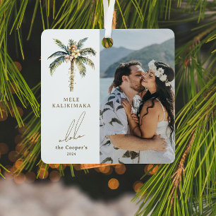 Festliches Palmenbaum Mele Kalikimaka Hawaiianisch Ornament Aus Metall