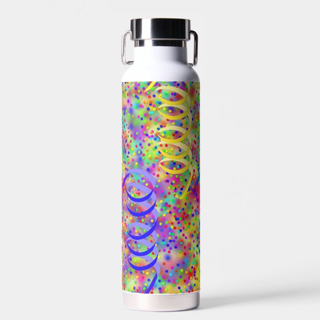 Festliches Party Confetti Muster Trinkflasche (Vorne)
