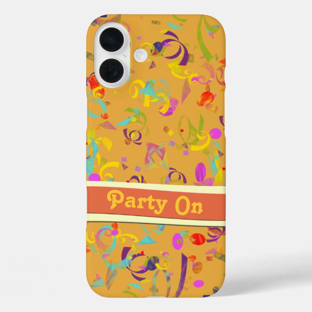 Festliches Party Confetti Toss über Orange Custom Case-Mate iPhone Hülle (Rückseite)