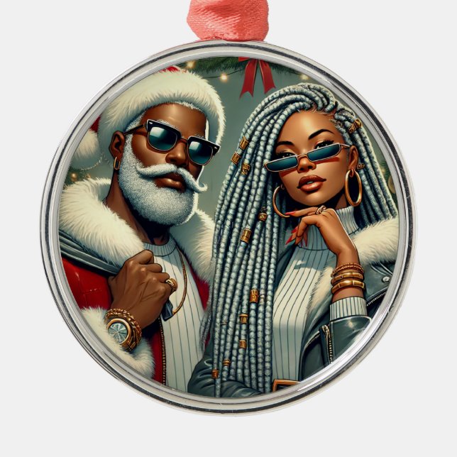 Festliches Party Santa Ornament Aus Metall (Vorne)