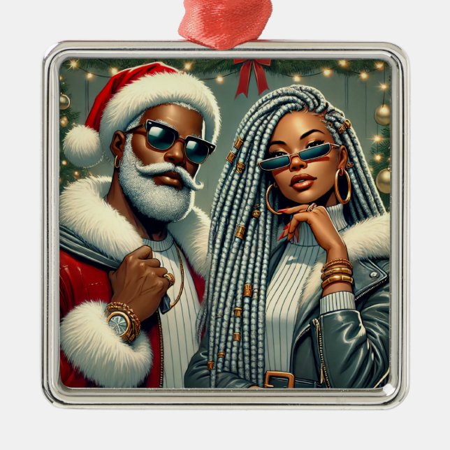 Festliches Party Santa Ornament Aus Metall (Vorne)