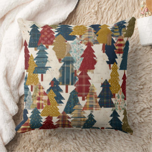 Festliches Patchwork-Weihnachtsbaum-Muster (2) Kissen