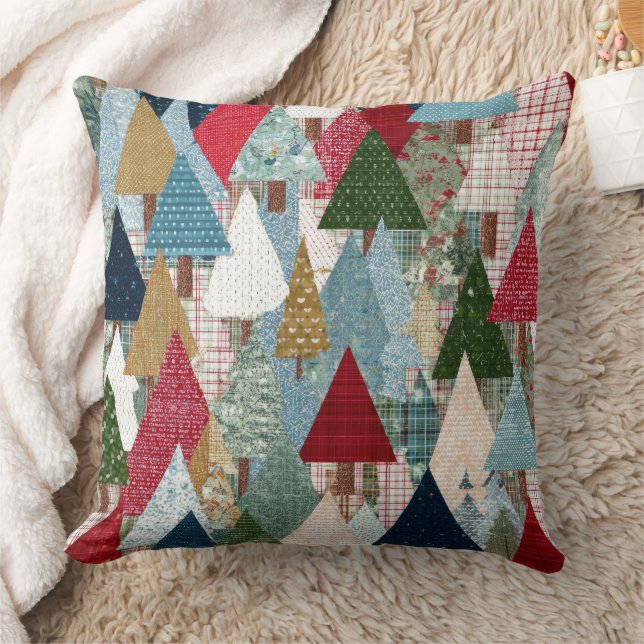 Festliches Patchwork-Weihnachtsbaum-Muster Kissen (Decke)