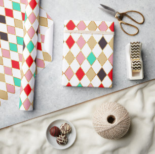 Festliches Retro-Weihnachts-Diamantmuster Geschenkpapier