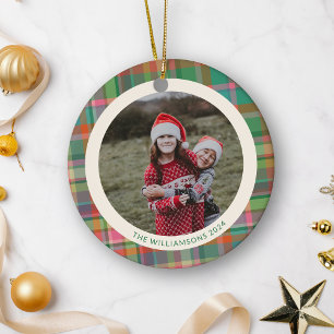 Festliches Retro-Weihnachts-Karo Süße Vornehme Fot Keramik Ornament