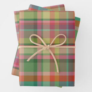 Festliches Retro-Weihnachtskariert Süßes Vornehm F Geschenkpapier Set