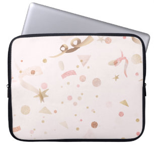 Festliches rosa und goldenes Muster Laptopschutzhülle
