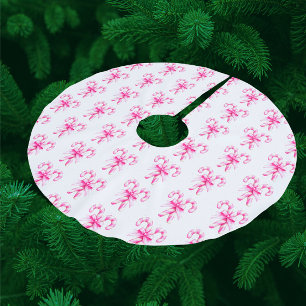 Festliches Rosa-Weißes Zuckerrohr-Weihnachten  Fleece Weihnachtsbaumdecke