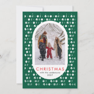 Festliches rotes benutzerdefiniertes Familienfoto Feiertagskarte