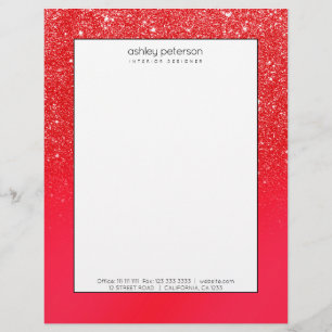 Festliches rotes Glitter-Sparkles-Ombre-Weihnachte Briefbogen