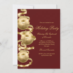 Festliches rotes Gold-Baumschmuck Weihnachtsfeier Einladung