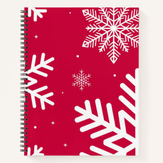 Festliches rotes Schneeflocken-Weihnachts-Spiralno Notizbuch
