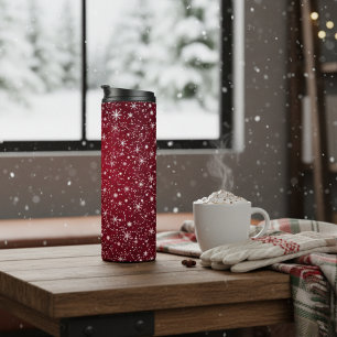 Festliches rotes Schneeglöckchen Thermosbecher