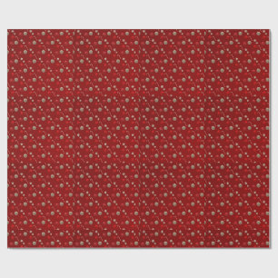Festliches rotes und goldenes Mistelzweig-Geschenk Geschenkpapier
