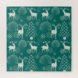 Festliches rotes Weihnachten, Winterwald. Puzzle