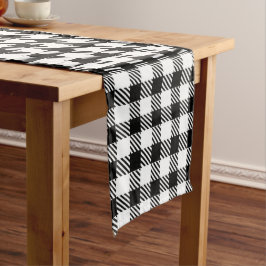 Festliches rustikales Schwarz-weißes Gingham Karie Mittelgroßer Tischläufer