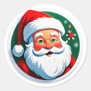 Festliches Santa Claus Gesicht Runder Aufkleber