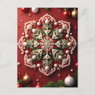 ❄️ Festliches Schneeflocken-Ornament Glow 🎄 Elega Postkarte