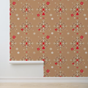 Festliches Schneeflockenmuster auf Tan Tapete