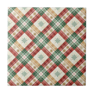 Festliches schottisches Tartan-Karo-Festtagsmuster Fliese