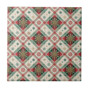 Festliches schottisches Tartan-Karomuster mit Schn Fliese