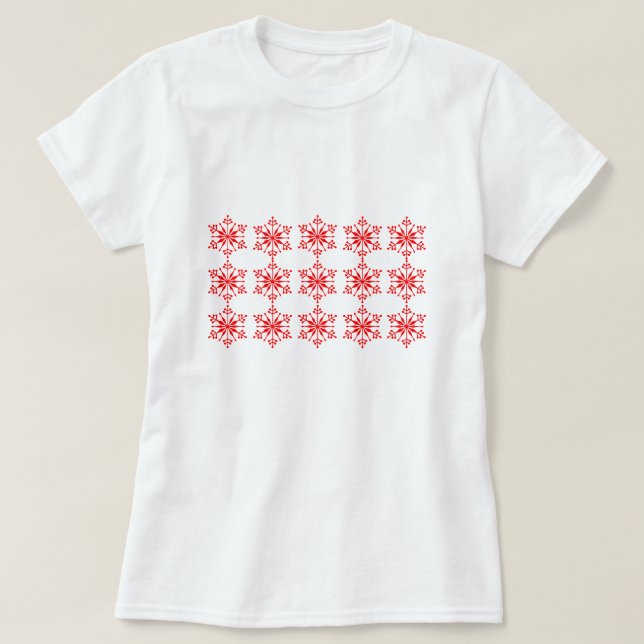Festliches Snowflake Gemustertes Weihnachtsgeschen T-Shirt (Design vorne)